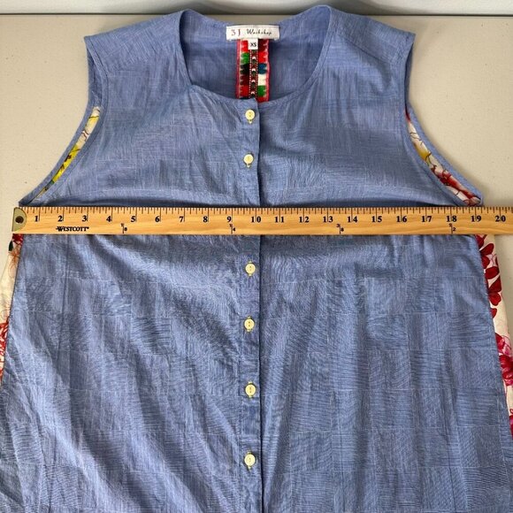 3J Workshop Johnny Was Tunic Top XS Blue Floral Butterflies - Picture 6 of 12